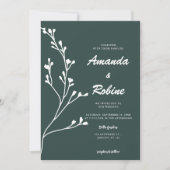 Faire-part de mariage vert simple (Devant)