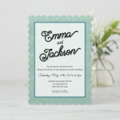 Faire-part de mariage vert, simple et moderne (Debout devant)