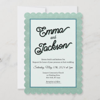 Faire-part de mariage vert, simple et moderne