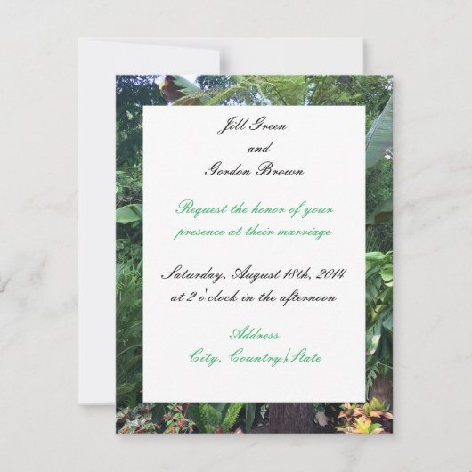 Faire-part de mariage vert tropical (Devant)