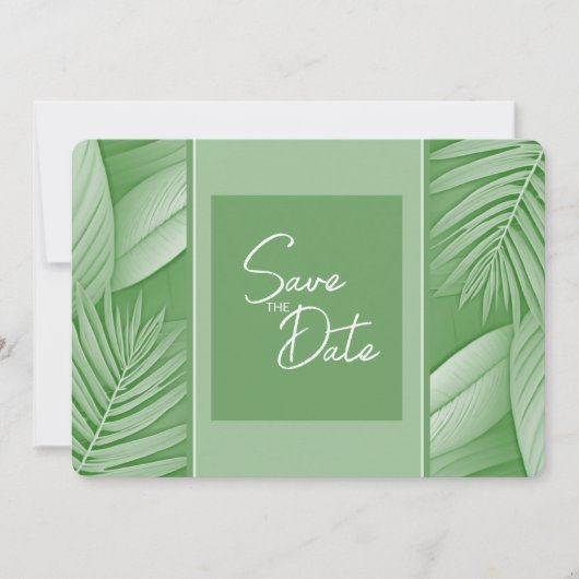 Faire-part de mariage vert tropical Save The Date (Devant)