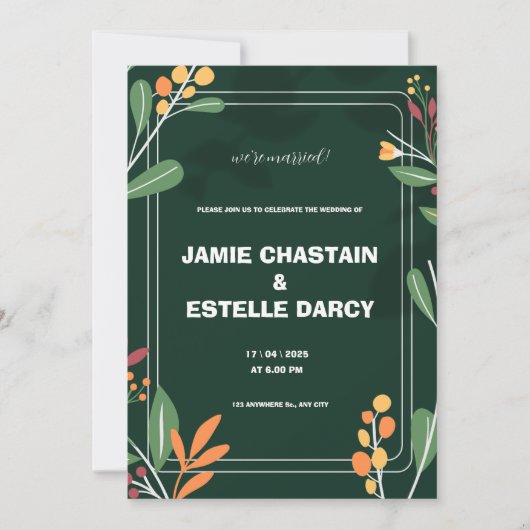 Faire-part de mariage verte (Devant)