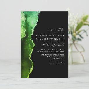 Faire-part de mariage verte Black & Emerald