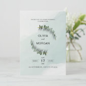 Faire-part de mariage verte et blanche (Debout devant)