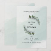 Faire-part de mariage verte et blanche (Devant / Derrière)