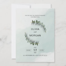 Faire-part de mariage verte et blanche