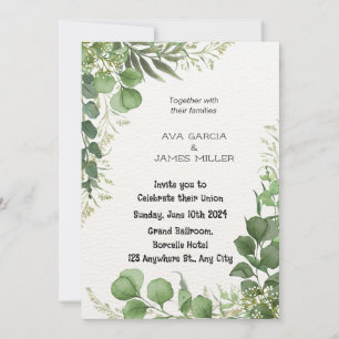 Faire-part de mariage verte et blanche à fleurs