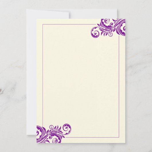 Faire-part de mariage vertical à floraison violett (Dos)