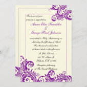 Faire-part de mariage vertical à floraison violett (Devant / Derrière)