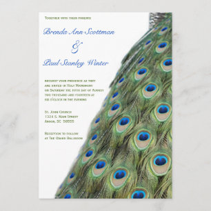 Faire-part de mariage vertical de Peacock