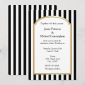 Faire-part de mariage vertical rayé noir et blanc (Devant / Derrière)