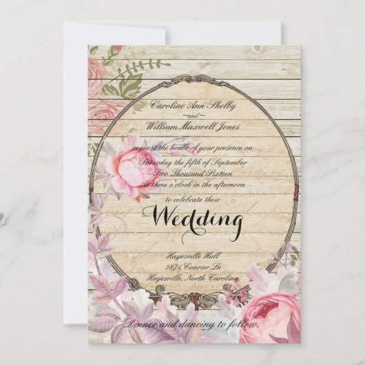 Faire-part de mariage victorien chic de Shabby (Devant)