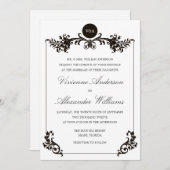 FAIRE-PART DE MARIAGE VICTORIEN NOIR ET DU BLANC (Devant / Derrière)