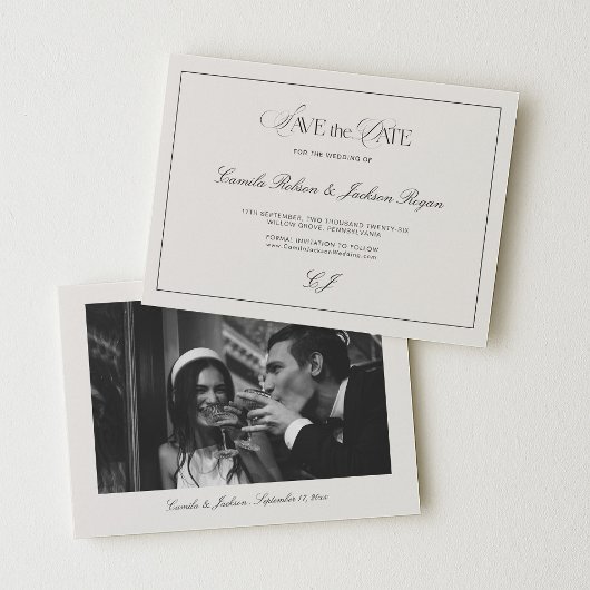 Faire-part de mariage victorien noir et ivoire