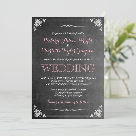 Faire-part de mariage victorien sur tableau noir v (Debout devant)