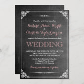 Faire-part de mariage victorien sur tableau noir v (Devant / Derrière)