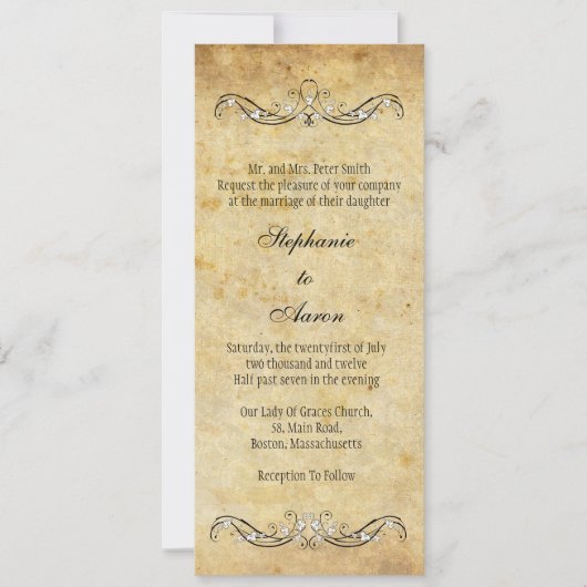 Faire-part de mariage victorien vintage (Devant)