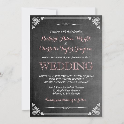 Faire-part de mariage victorien Vintage sur tablea (Devant)