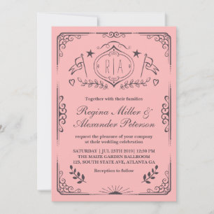 Faire-part de mariage victorien vintage Swirl Curl