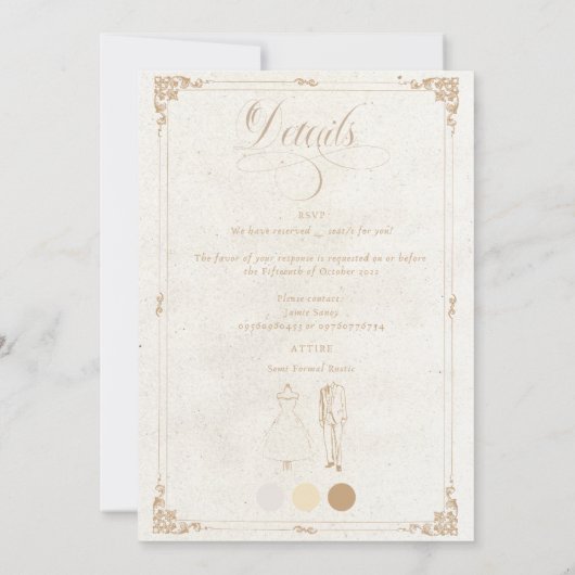 Faire-part de mariage victorienne (Dos)