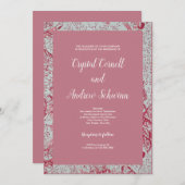 Faire-part de mariage victorienne rose (Devant / Derrière)
