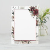 Faire-part de mariage vierge floral bordeaux moder (Debout devant)