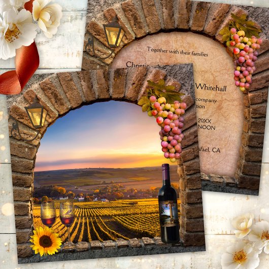 Faire-part de mariage vignoble de vin de paysage c