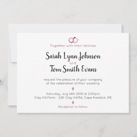 Faire-part de mariage Vin Cute (Dos)