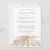 Faire-part de mariage vinicole avec dessin viticol (Devant)