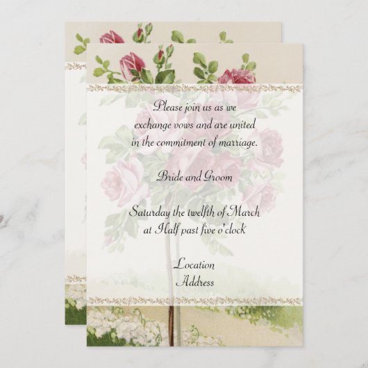 Faire-part de mariage vintage (Devant / Derrière)