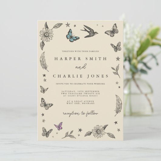 faire-part de mariage vintage (Debout devant)