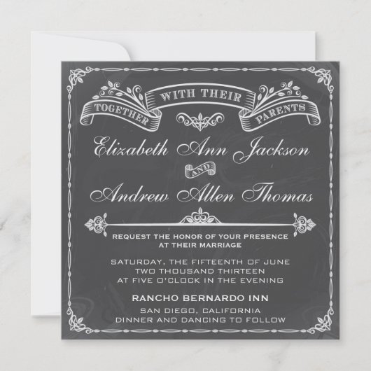 Faire-part de mariage vintage (Devant)