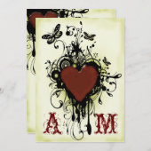 Faire-part de mariage vintage 2 d'amour de (Devant / Derrière)