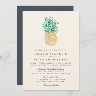 Faire-part de mariage vintage à ananas II