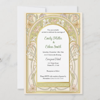faire-part de mariage vintage à cadre fleuri rétro