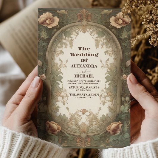 Faire-part de mariage vintage aux fleurs sauvages 