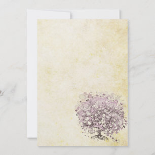 Faire-part de mariage vintage avec arbre violet et