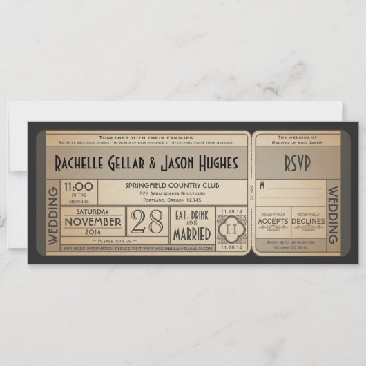 Faire-part de mariage vintage avec RSVP II (Devant)