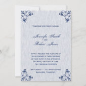 Faire-part de mariage vintage bleu d'élégance (Dos)