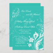 Faire-part de mariage Vintage bleu turquoise (Devant / Derrière)