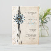 Faire-part de mariage vintage Blue Daisy (Debout devant)