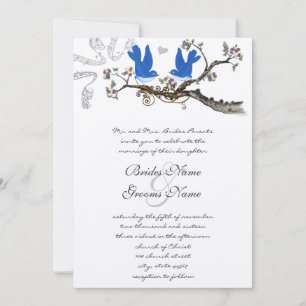 Faire-part de mariage Vintage Bluebirds jaune et v