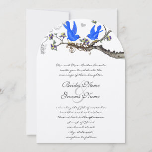 Faire-part de mariage Vintage Bluebirds jaune et v