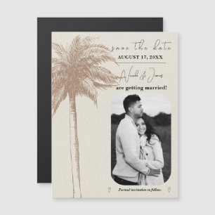 Faire-part de mariage vintage brun palmier de plag