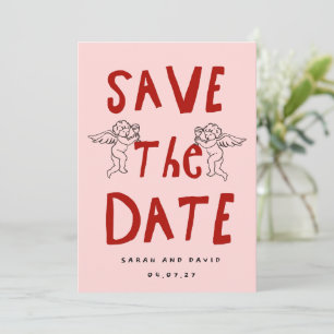 Faire-part de mariage vintage Cherub Save the Date