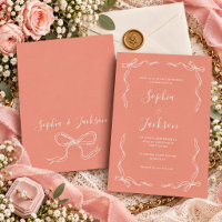 Faire-part de mariage vintage corail pêche à la ma
