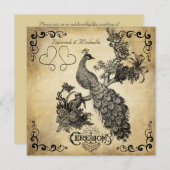 Faire-part de mariage vintage crème ombragé de (Devant / Derrière)