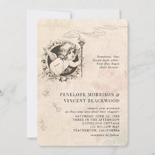 Faire-part de mariage vintage Cupid Love