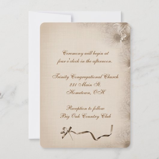 Faire-part de mariage vintage Daisy (Dos)