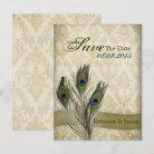 faire-part de mariage vintage damas paon (Devant / Derrière)